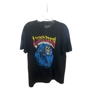 Liquid Death Water L Black T-shirt Unisex Grim Reaper Graphic Print Logo Punk